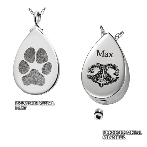 B&B Teardrop Actual Pawprint Cremation Jewelry-Jewelry-New Memorials-Afterlife Essentials