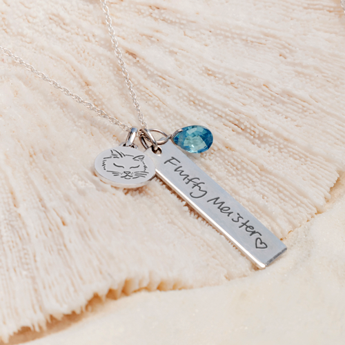 Pet Personalized Bar Pendant Vertical- Flat Memorial Jewelry-Jewelry-New Memorials-Afterlife Essentials