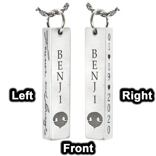 Pet Personalized Bar Pendant Vertical- Chamber Cremation Jewelry-Jewelry-New Memorials-Afterlife Essentials