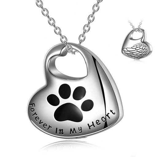 Paw Print Heart Pendant Cremation Jewelry-Jewelry-The Living Urn-Afterlife Essentials