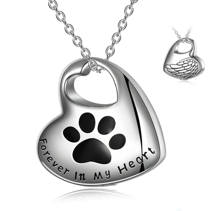 Paw Print Heart Pendant Cremation Jewelry