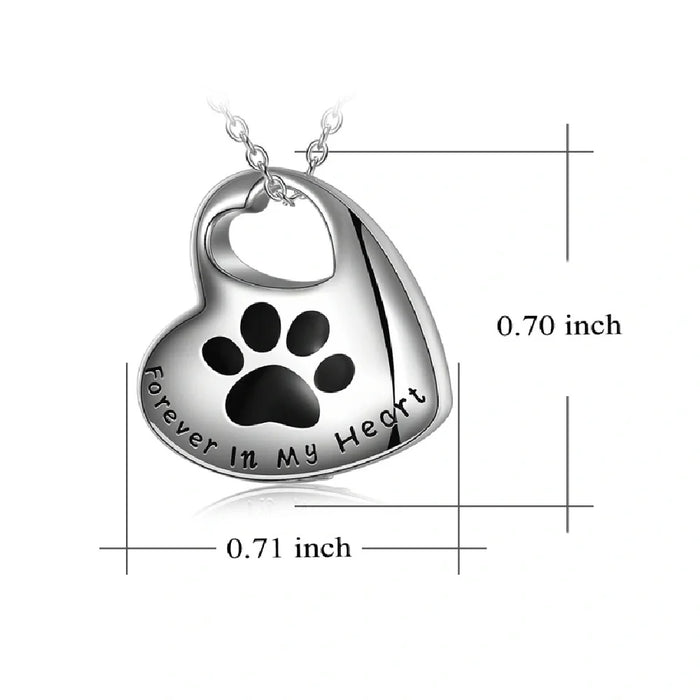 Paw Print Heart Pendant Cremation Jewelry
