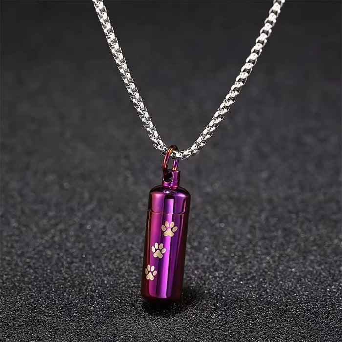 Paw Print Vial for Ashes Cremation Jewelry