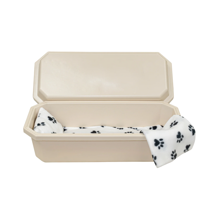 Standard Pet Casket - Almond with Black Paw Print-Pet Caskets-Titan Caskets-Afterlife Essentials