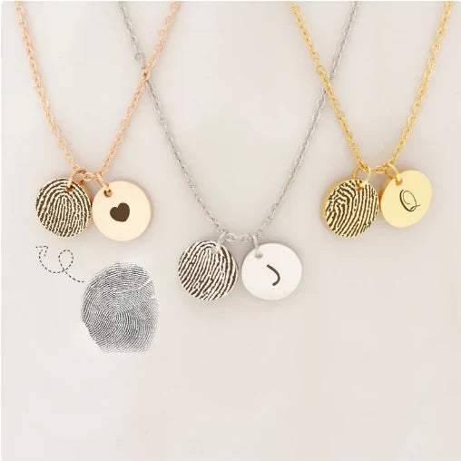 2 Mini Disc Fingerprint Memorial Necklace-Jewelry-Anavia-Afterlife Essentials