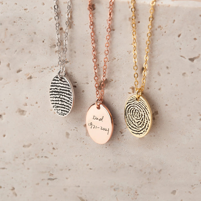 Oval Fingerprint Memorial Necklace-Jewelry-Anavia-Afterlife Essentials