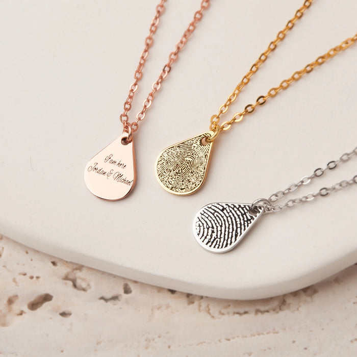 Teardrop Fingerprint Memorial Necklace-Jewelry-Anavia-Afterlife Essentials