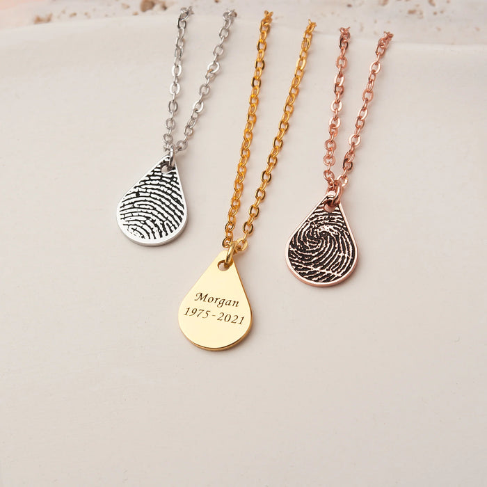 Teardrop Fingerprint Memorial Necklace-Jewelry-Anavia-Afterlife Essentials