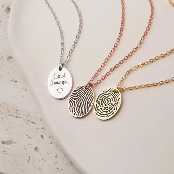 Oval Fingerprint Memorial Necklace-Jewelry-Anavia-Afterlife Essentials