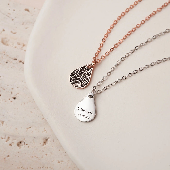 Teardrop Fingerprint Memorial Necklace-Jewelry-Anavia-Afterlife Essentials