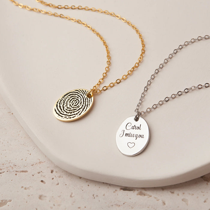 Oval Fingerprint Memorial Necklace-Jewelry-Anavia-Afterlife Essentials