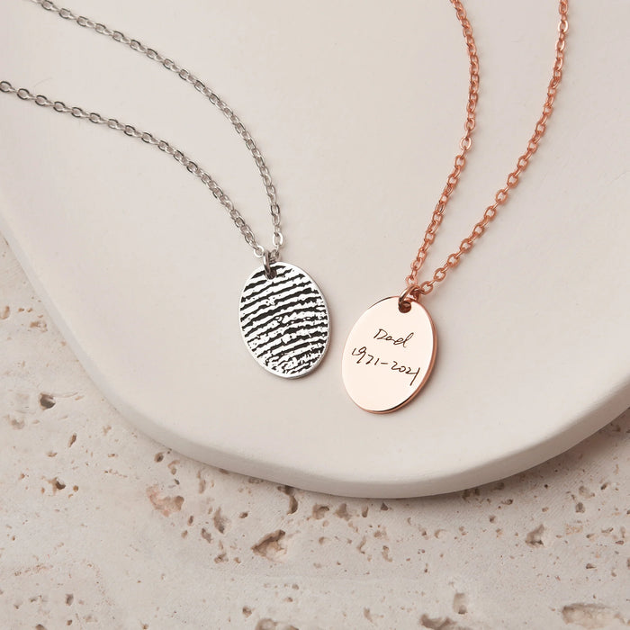 Oval Fingerprint Memorial Necklace-Jewelry-Anavia-Afterlife Essentials