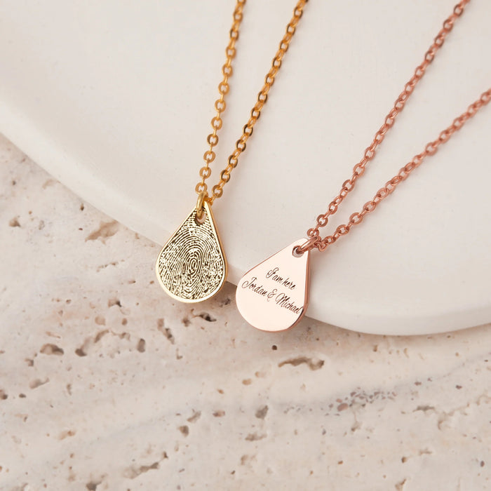 Teardrop Fingerprint Memorial Necklace-Jewelry-Anavia-Afterlife Essentials