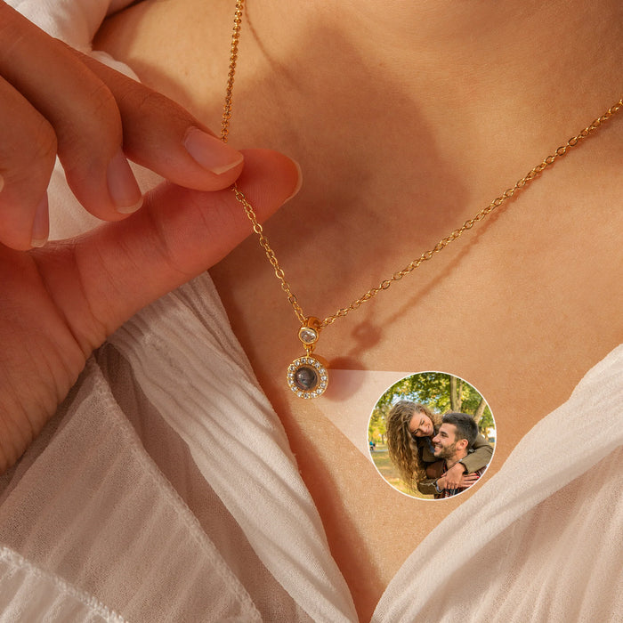 Round Photo Projection with Crystal Necklace-Jewelry-Anavia-Afterlife Essentials