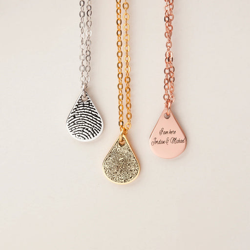 Teardrop Fingerprint Memorial Necklace-Jewelry-Anavia-Afterlife Essentials