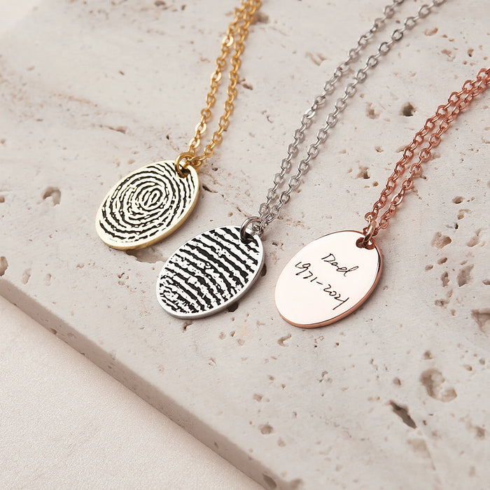 Oval Fingerprint Memorial Necklace-Jewelry-Anavia-Afterlife Essentials