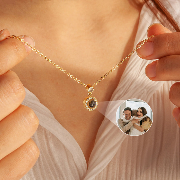 Round Photo Projection with Crystal Necklace-Jewelry-Anavia-Afterlife Essentials