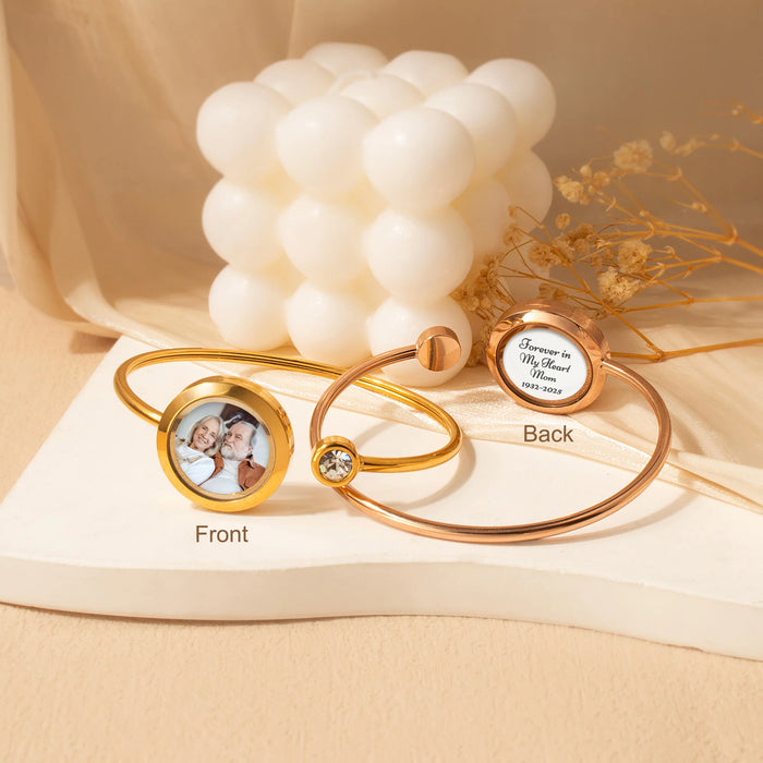 Photo Locket Cuff Bangle Bracelet-Jewelry-Anavia-Afterlife Essentials