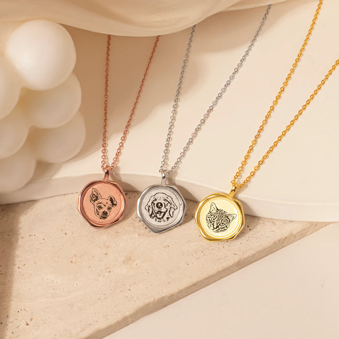 Pet Portrait Stamped Necklace-Jewelry-Anavia-Afterlife Essentials