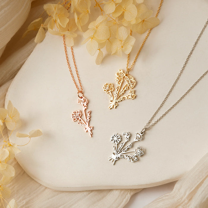Birth Flower Bouquet Necklace-Jewelry-Anavia-Afterlife Essentials