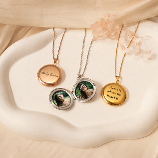Round Photo Locket Necklace-Jewelry-Anavia-Afterlife Essentials