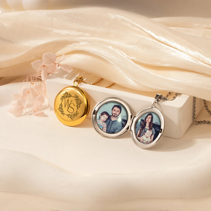 Round Logo Photo Locket Necklace-Jewelry-Anavia-Afterlife Essentials