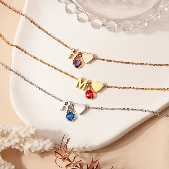 Birthstone Initial Necklace-Jewelry-Anavia-Afterlife Essentials