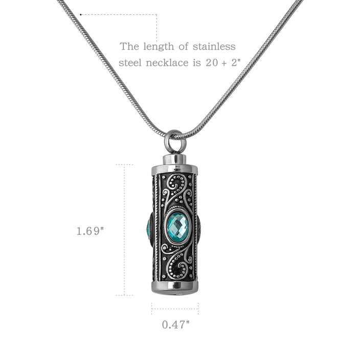 Crystal Vintage Cylinder Memorial Necklace-Jewelry-Anavia-Afterlife Essentials