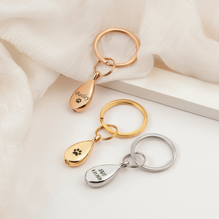 Pet Portrait Teardrop Memorial Key Chain Cremation Jewelry-Jewelry-Anavia-Afterlife Essentials