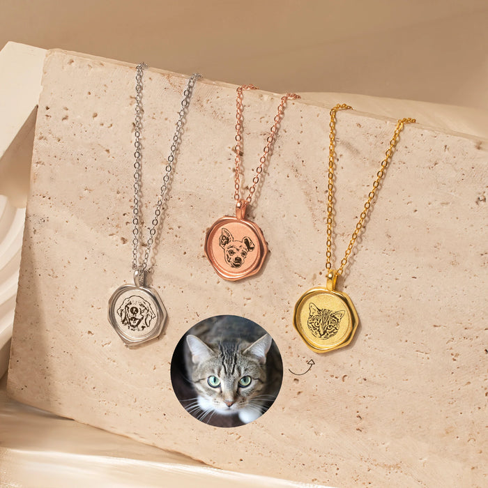 Pet Portrait Stamped Necklace-Jewelry-Anavia-Afterlife Essentials