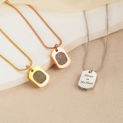 Dog Tag Fingerprint Memorial Necklace Cremation Jewelry-Jewelry-Anavia-Afterlife Essentials