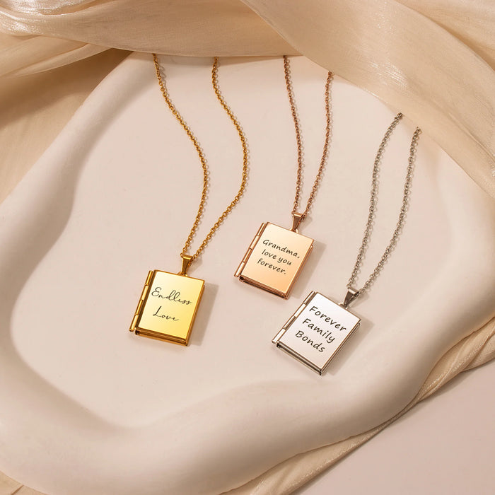 Square Photo Locket Necklace-Jewelry-Anavia-Afterlife Essentials
