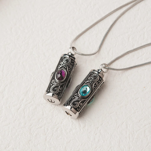 Crystal Vintage Cylinder Memorial Necklace-Jewelry-Anavia-Afterlife Essentials