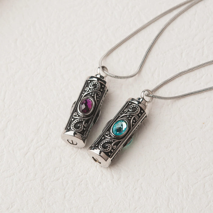 Crystal Vintage Cylinder Memorial Necklace-Jewelry-Anavia-Afterlife Essentials
