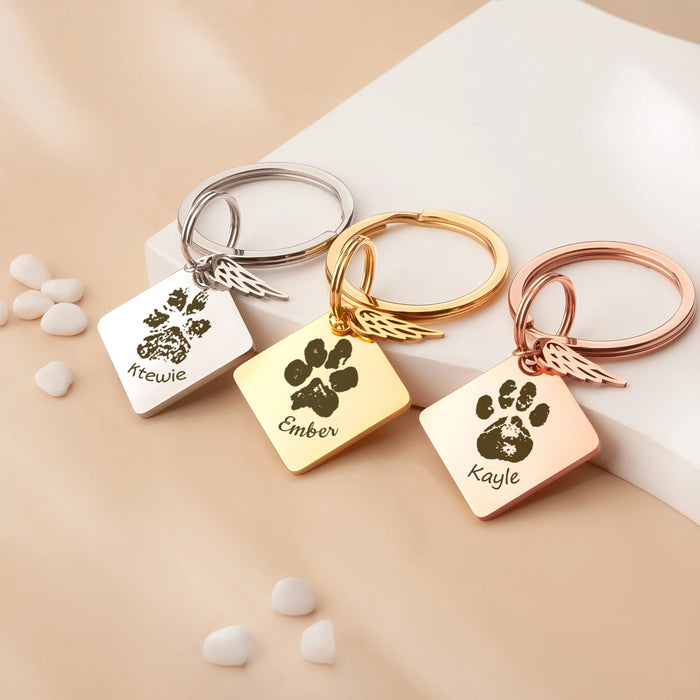Paw Print Diamond Pet Memorial Key Chain-Jewelry-Anavia-Afterlife Essentials