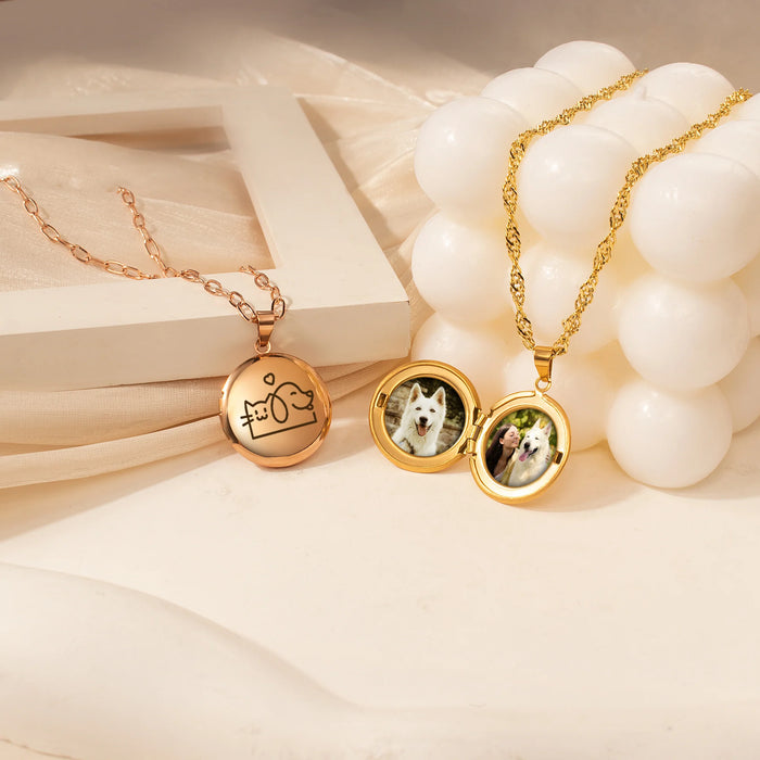 Round Logo Photo Locket Necklace-Jewelry-Anavia-Afterlife Essentials