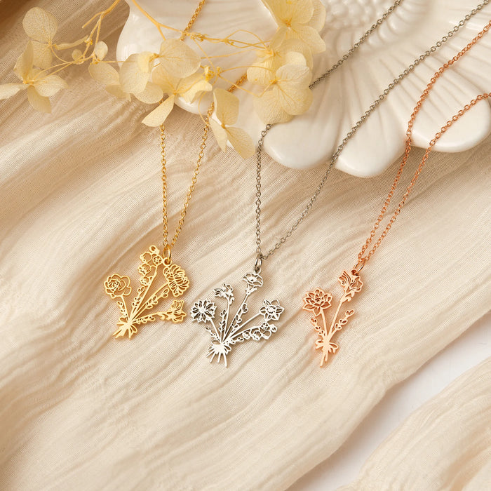 Birth Flower Bouquet Necklace-Jewelry-Anavia-Afterlife Essentials