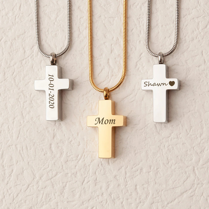 Premium Cross Memorial Necklace Cremation Jewelry-Jewelry-Anavia-Afterlife Essentials