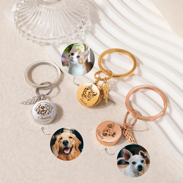 Round Pet Portrait Coin Memorial Key Chain-Jewelry-Anavia-Afterlife Essentials