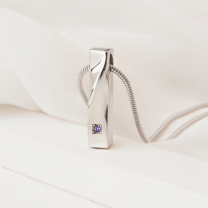 Crystal Birthstone Twisted Bar Cremation Jewelry-Jewelry-Anavia-Afterlife Essentials