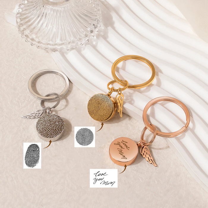Round Fingerprint-Handwriting Coin Memorial Key Chain-Jewelry-Anavia-Afterlife Essentials