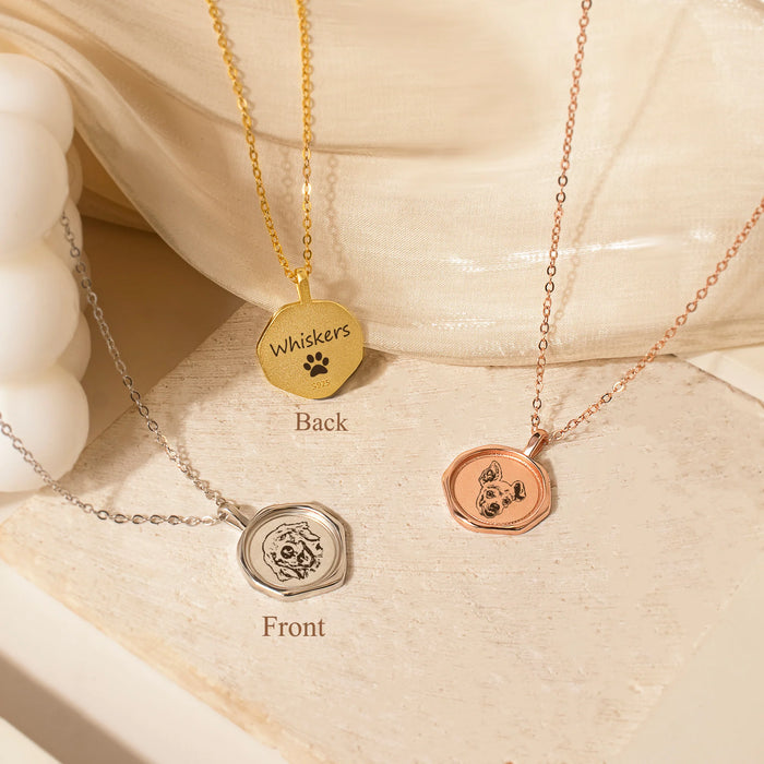 Pet Portrait Stamped Necklace-Jewelry-Anavia-Afterlife Essentials