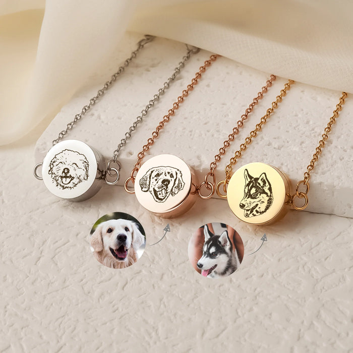 Pet Portrait Round Coin Memorial Bracelet Cremation Jewelry-Jewelry-Anavia-Afterlife Essentials