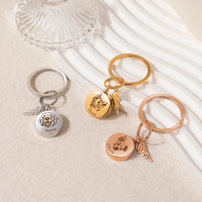 Round Pet Portrait Coin Memorial Key Chain-Jewelry-Anavia-Afterlife Essentials