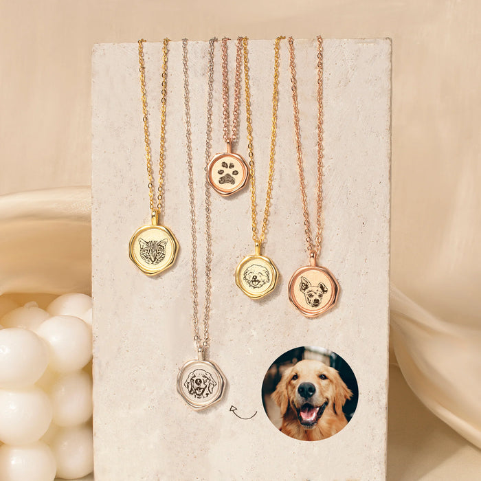 Pet Portrait Stamped Necklace-Jewelry-Anavia-Afterlife Essentials
