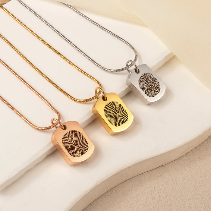 Dog Tag Fingerprint Memorial Necklace Cremation Jewelry-Jewelry-Anavia-Afterlife Essentials