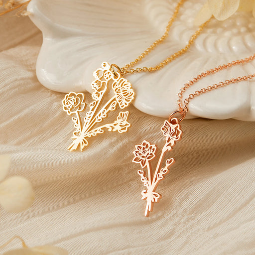 Birth Flower Bouquet Necklace-Jewelry-Anavia-Afterlife Essentials