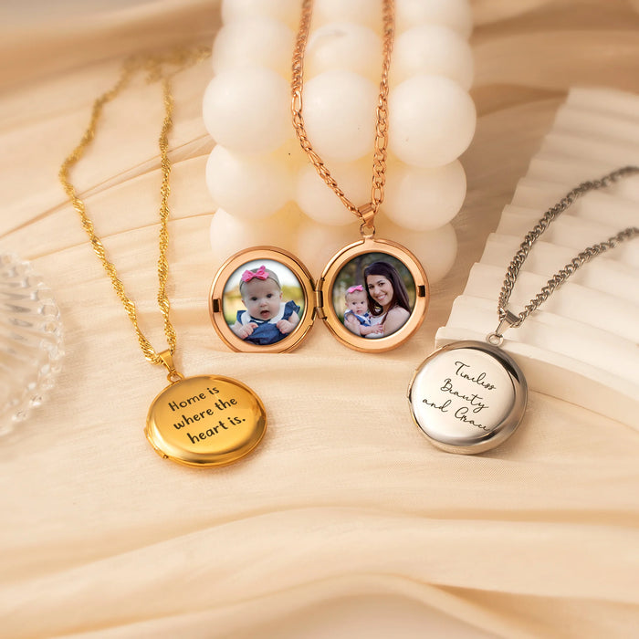 Round Photo Locket Necklace-Jewelry-Anavia-Afterlife Essentials