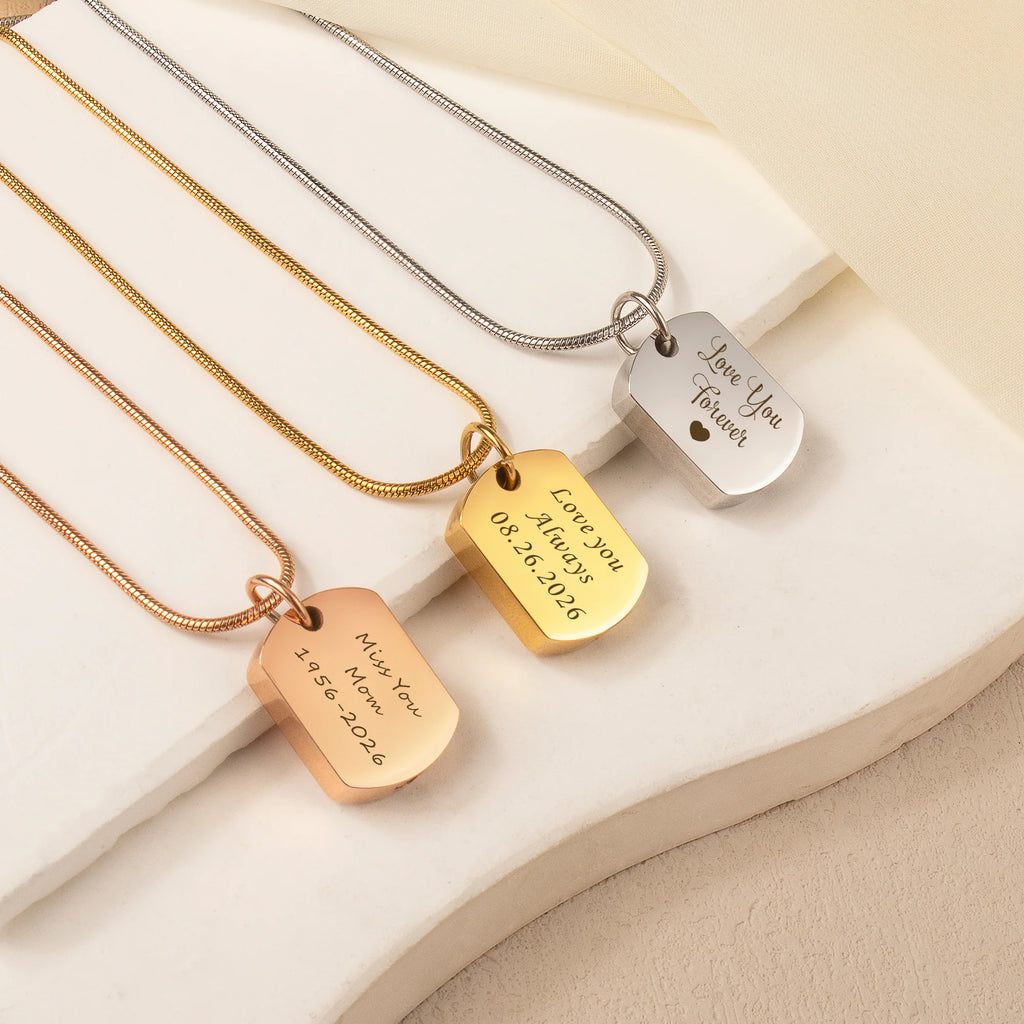 Vertical Engraving Dog Tag Memorial Necklace — Afterlife Essentials