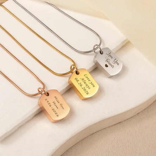 Vertical Engraving Dog Tag Memorial Necklace-Jewelry-Anavia-Afterlife Essentials